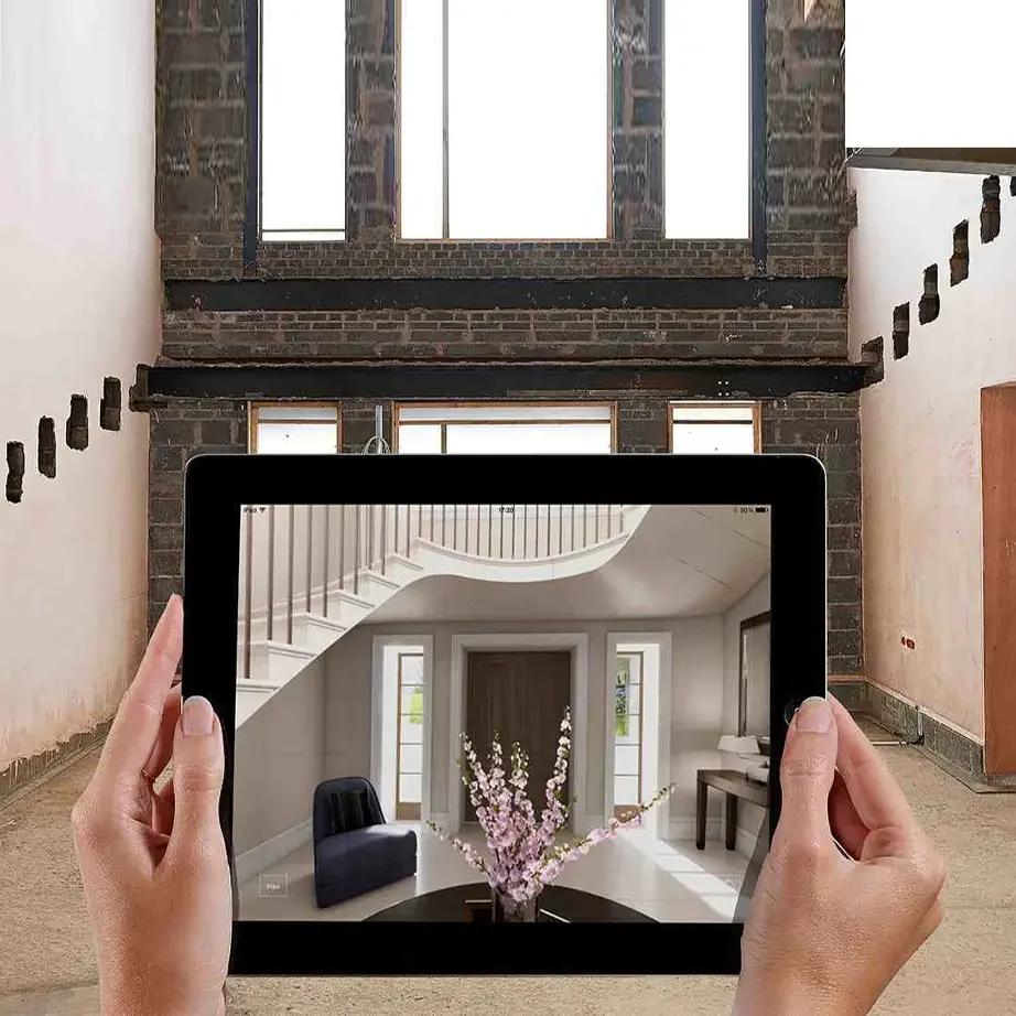 Architectural augmented reality experience shown on a tablet