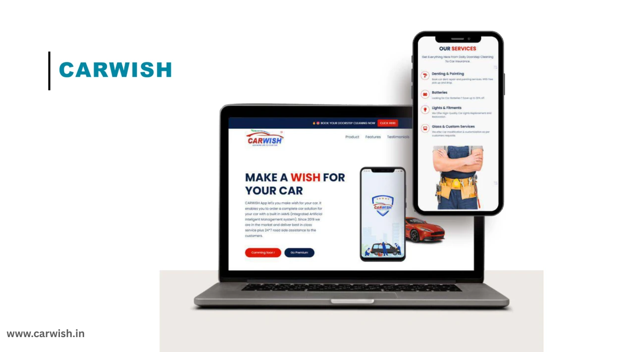 Carwish responsive website presentation from the Wireframe Studios portfolio