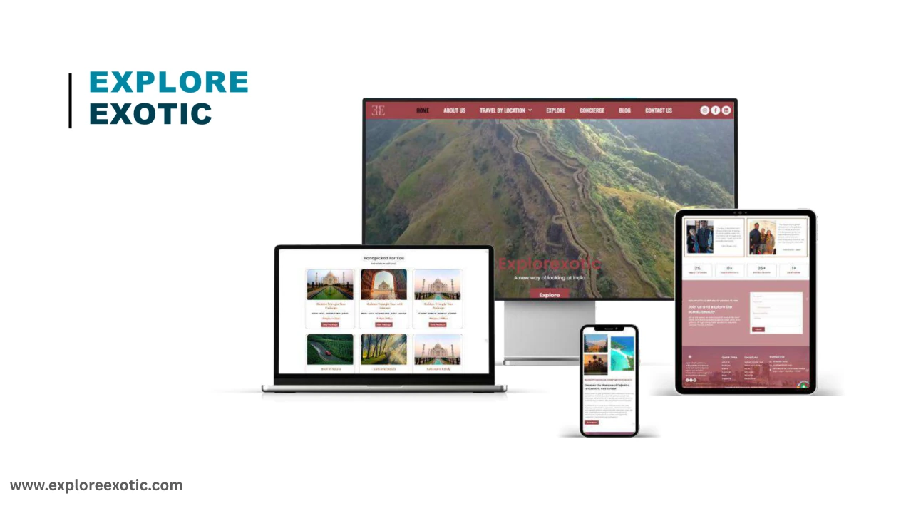 Explore Exotic responsive website presentation from the Wireframe Studios portfolio