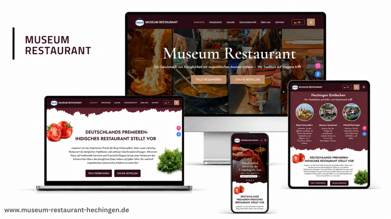 Museum Restaurant responsive website presentation from the Wireframe Studios portfolio